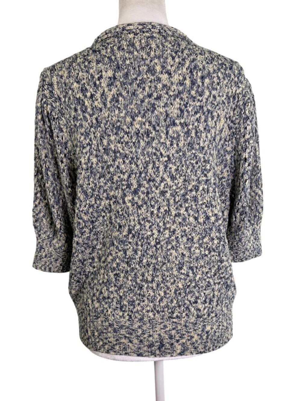 NWOT ANA A New Approach Large Blue Cream Marled Knit Cardigan Button Front Sweat - Picture 6 of 12